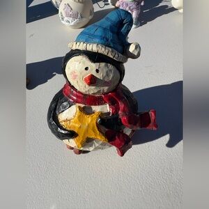 Festive Penguin Figurine with Blue Hat